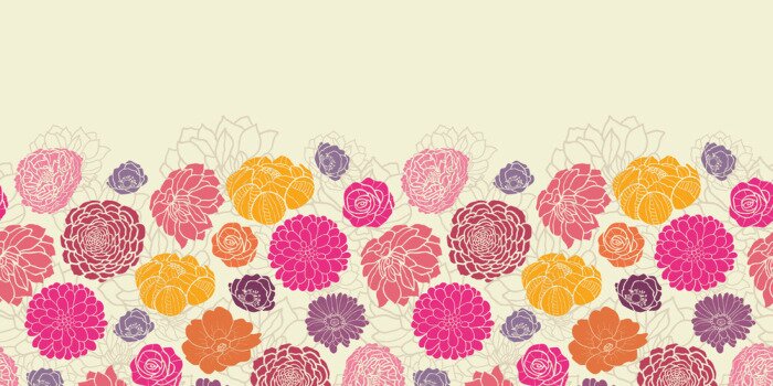 Sticker Kleurrijke bloemen op een crèmekleurige achtergrond