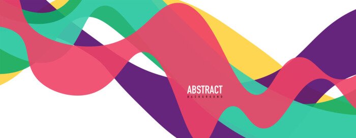 Sticker Kleurrijke golvende linten op een witte achtergrond