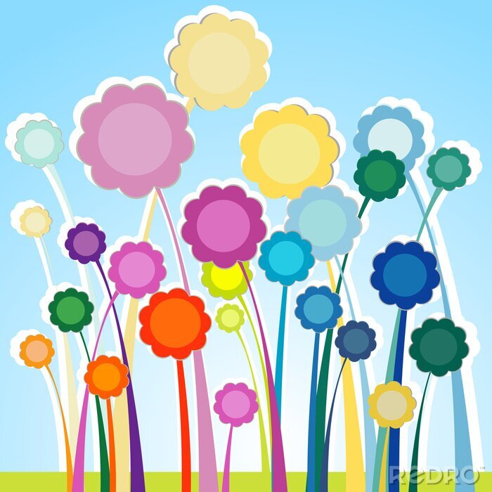 Sticker Kleurrijke grafische bloemen