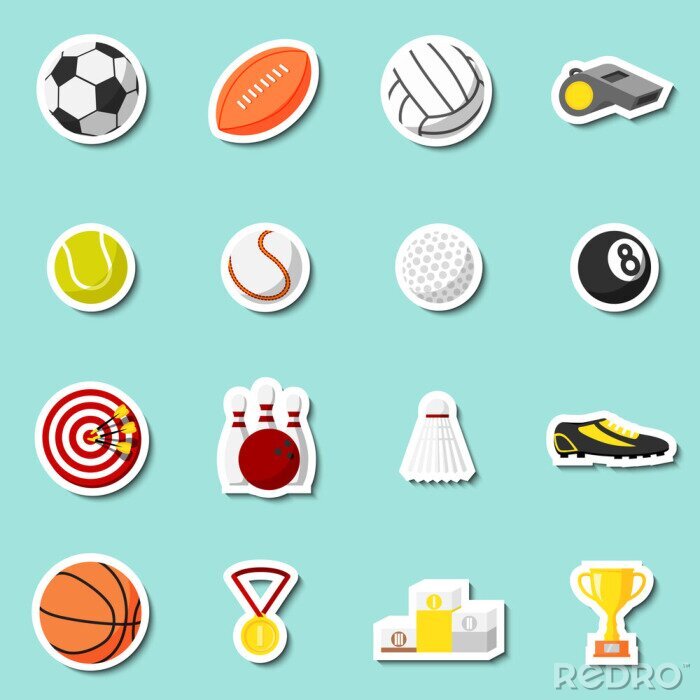 Sticker Kleurrijke graphics met sportthema