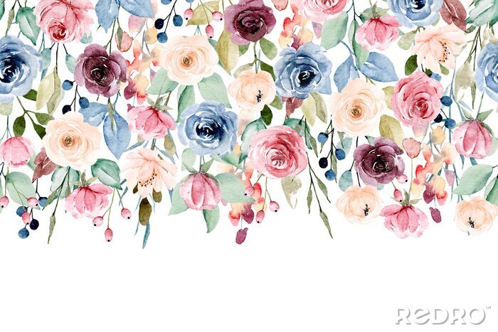 Sticker Kleurrijke hangende rozen