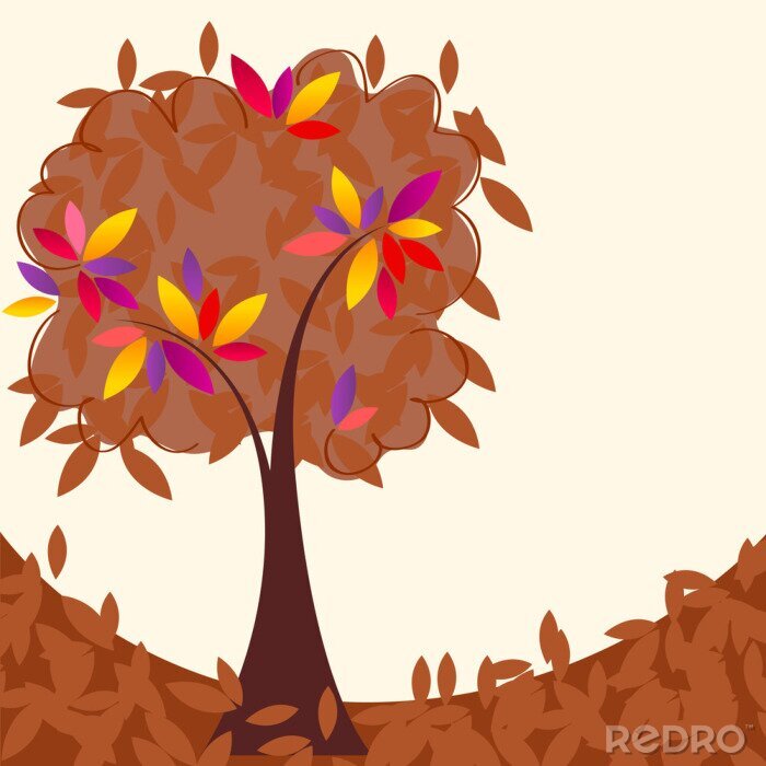 Sticker Kleurrijke herfst boom