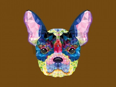 Sticker Kleurrijke hond hoofd geometrische afbeelding