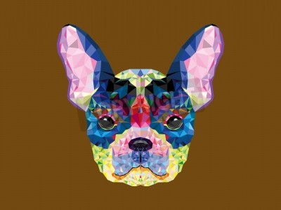 Sticker Kleurrijke hond hoofd geometrische afbeelding
