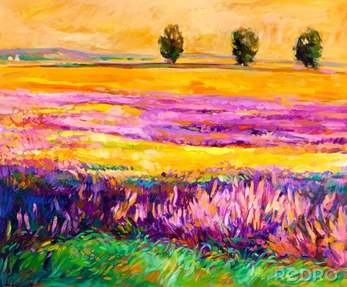 Sticker Kleurrijke lavendel in het veld