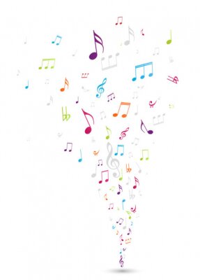 Sticker Kleurrijke muziek notities achtergrond