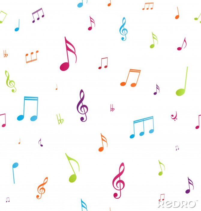 Sticker kleurrijke muziek notities naadloze patroon