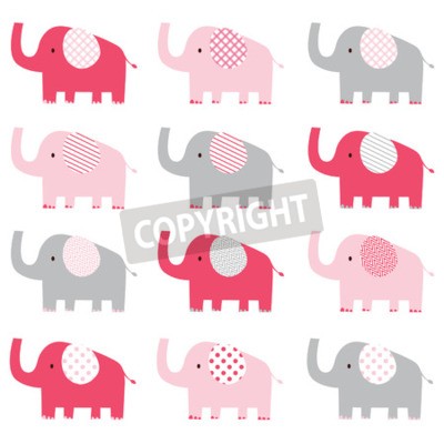 Sticker Kleurrijke olifanten met oren in zicht