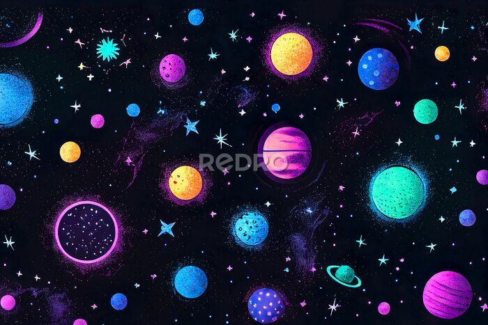 Sticker Kleurrijke planeten