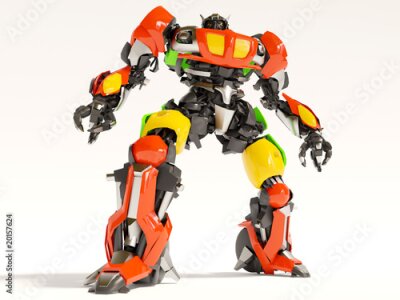 Sticker Kleurrijke robot speelgoed Transformer