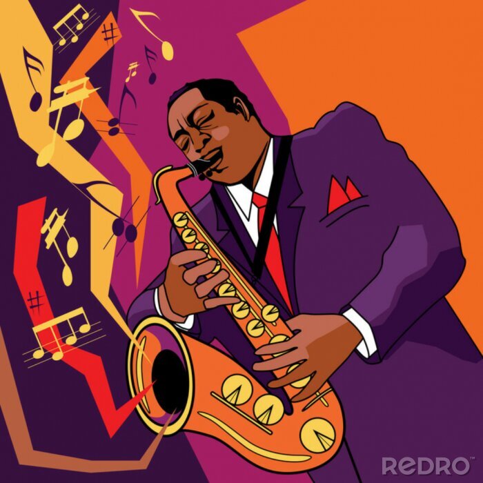 Sticker Kleurrijke saxofonist