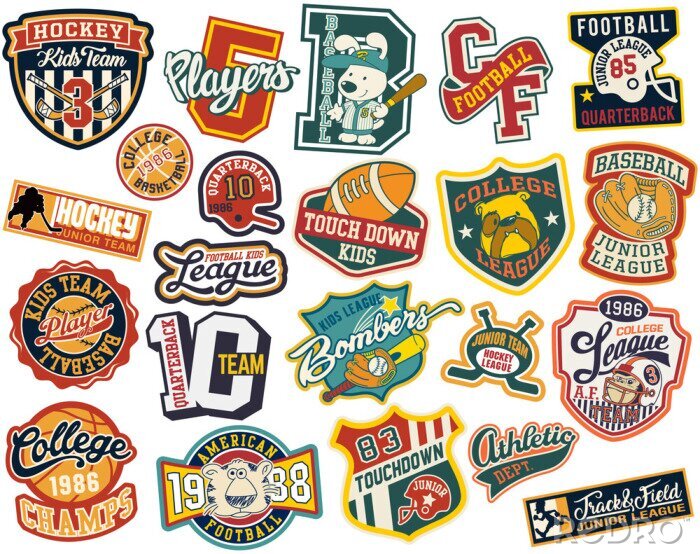 Sticker Kleurrijke sportlogo's van verschillende clubs