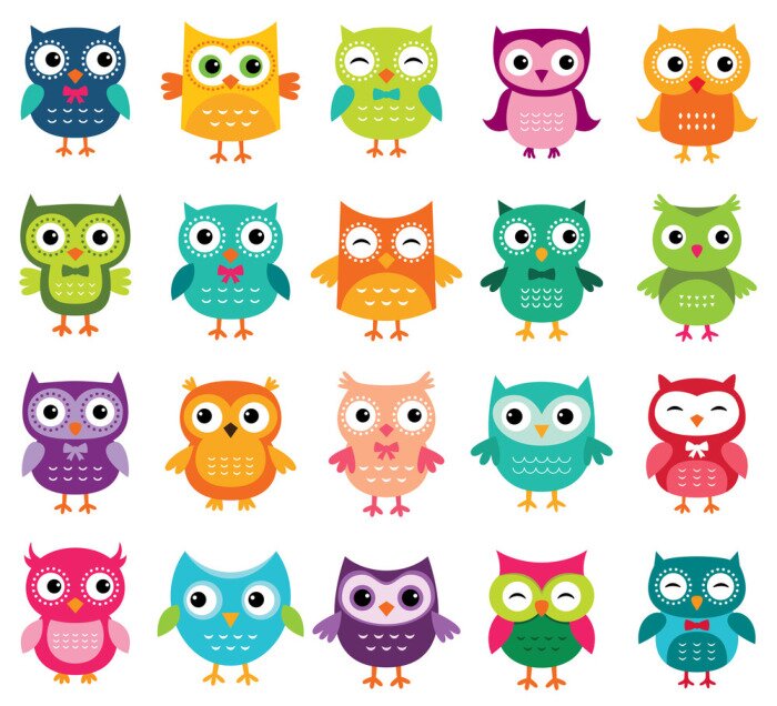 Sticker Kleurrijke tekenfilmuilen