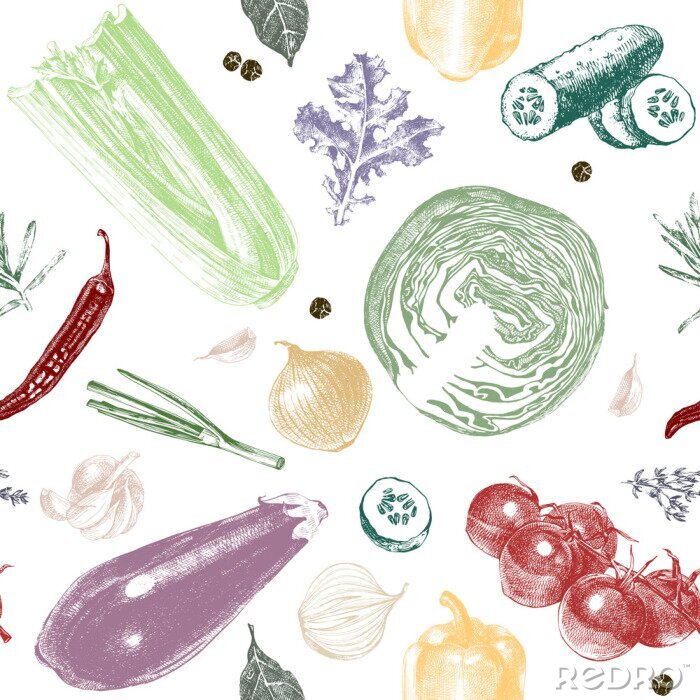 Sticker Kleurrijke tuingroenten op een witte achtergrond