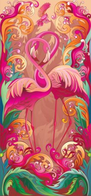 Sticker Kleurrijke vogels in decoratieve stijl