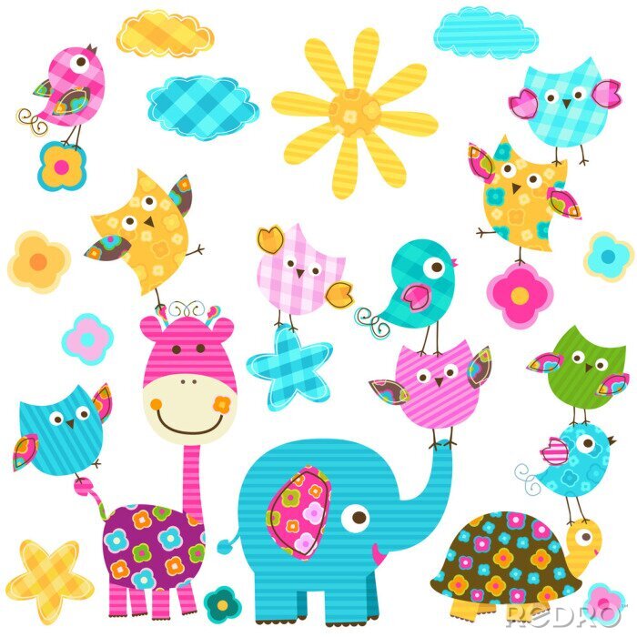 Sticker Kleurrijke vrolijke dieren