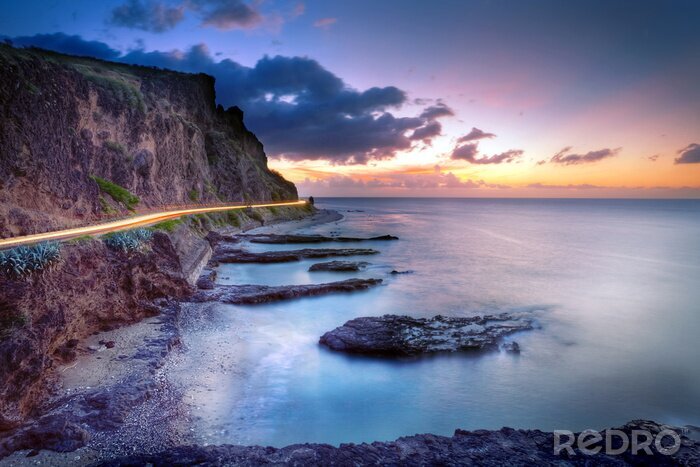 Sticker Kliffen en weg bij de zee