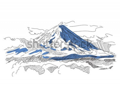 Sticker Klyuchevskaya Sopka. Vulkaan. Kamchatka. Rusland