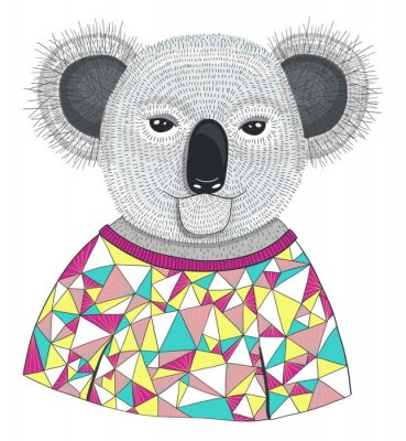 Sticker Koala beer in een kleurrijke trui