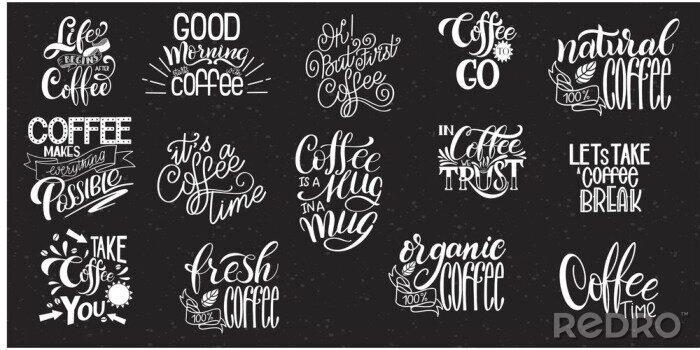 Sticker Koffie gerelateerde woorden en zinnen