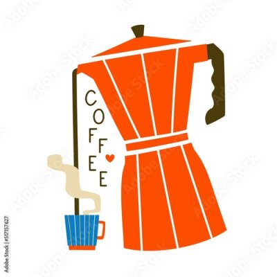 Sticker Koffie tijd illustratie