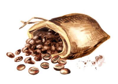 Sticker Koffiebonen morsen uit de zak