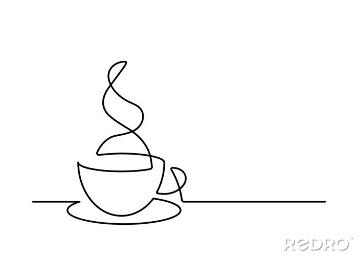 Sticker Koffiekopje tekenen met één lijn