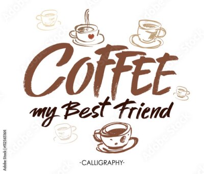 Sticker Kopjes koffie en een inscriptie