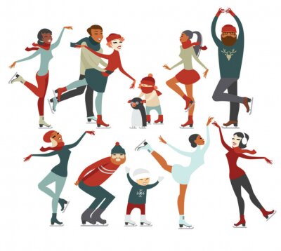 Sticker Kunstschaatsen mensen karakters