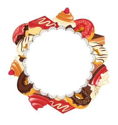Sticker Lace frame met snoepgoed op een witte achtergrond