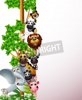 Sticker Lachende dieren gluren over de rand