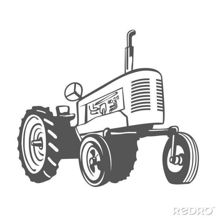 Sticker Landbouw tractor Monochrome Design. Vector