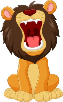 Sticker Leeuw cartoon leeuw met open mond