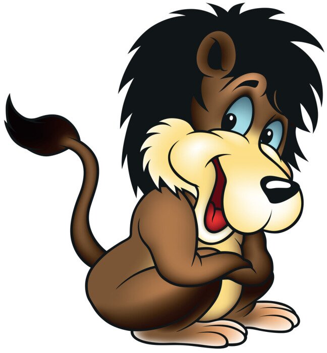 Sticker Leeuw grappige leeuw met grafische blauwe ogen