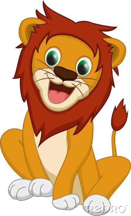Sticker Leeuw lachende leeuw met groene ogen