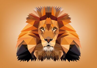 Sticker Leeuw leeuwenkop geometrische lichamen