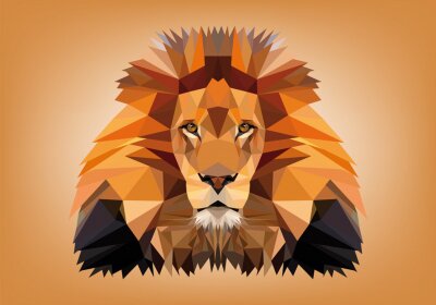 Sticker Leeuw leeuwenkop geometrische lichamen