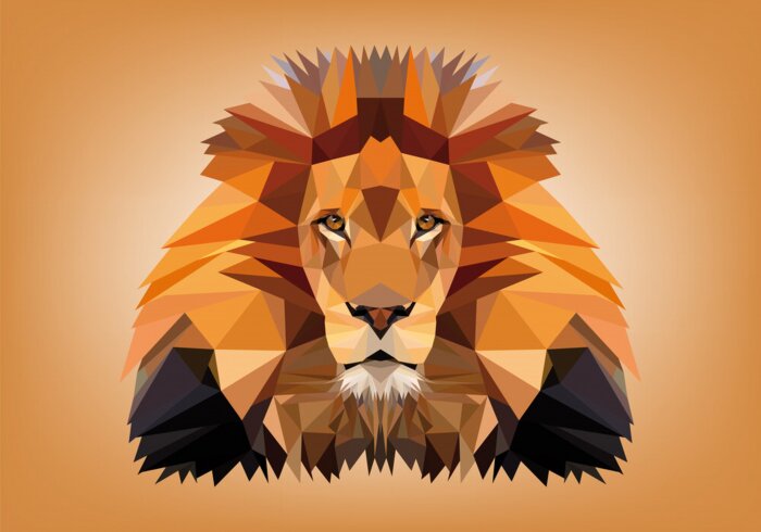 Sticker Leeuw leeuwenkop geometrische lichamen