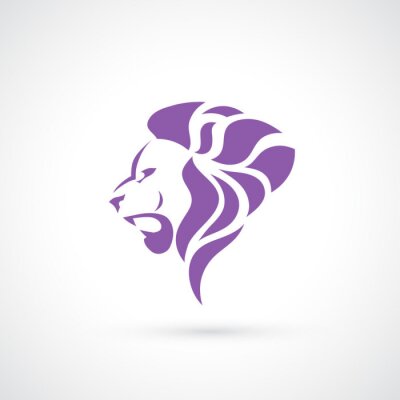 Leeuw leeuwenkop in profiel in paarse afbeeldingen