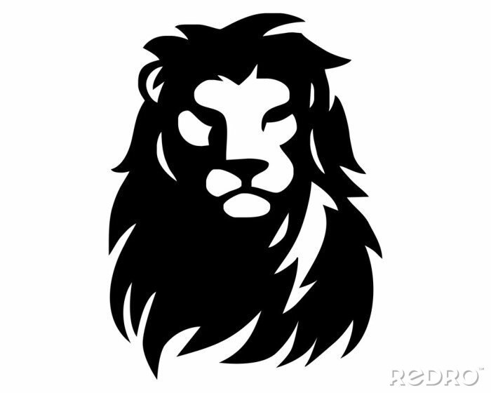 Sticker Leeuw leeuwenkop zwarte dikke contouren