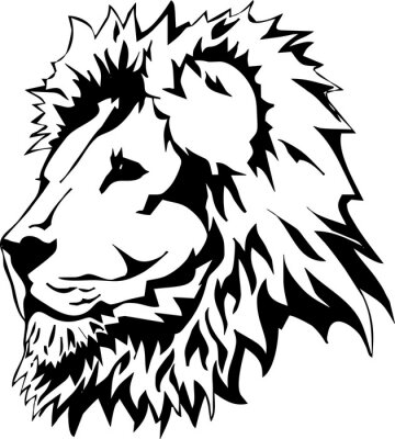 Sticker Leeuwafbeeldingen met leeuwenkop zwarte contouren