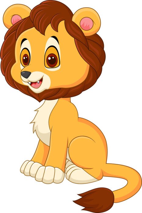 Sticker Leeuwen Afbeeldingen van een leeuwenwelpje met twee slagtanden