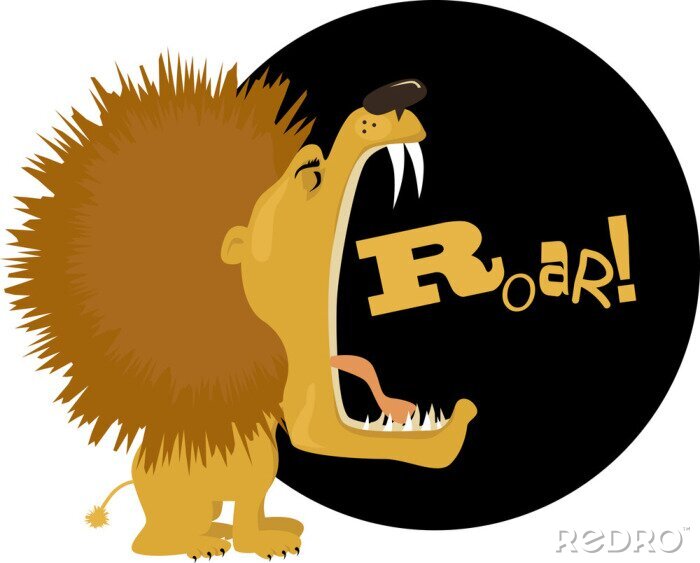 Sticker Leeuwen grafische leeuw en inscriptie die uit de mond komen