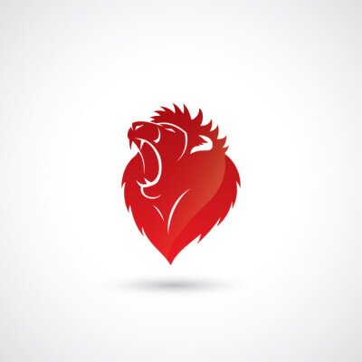 Sticker Leeuwen rode brullende leeuw hoofd afbeelding