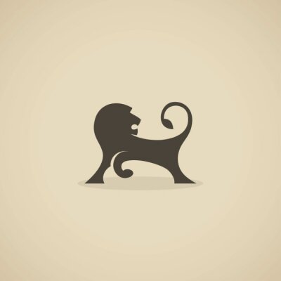Sticker Leeuwensilhouet van een leeuw met een opgeheven pootgrafiek