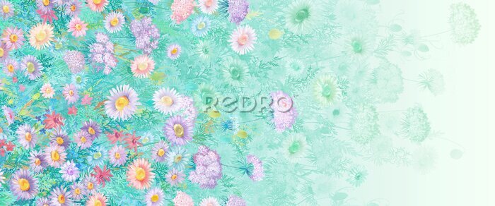 Sticker Lente bloeiende weide