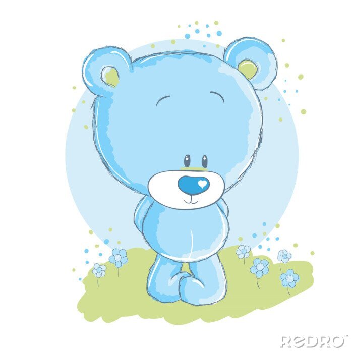 Sticker Leuke blauwe beer tekening voor kinderen
