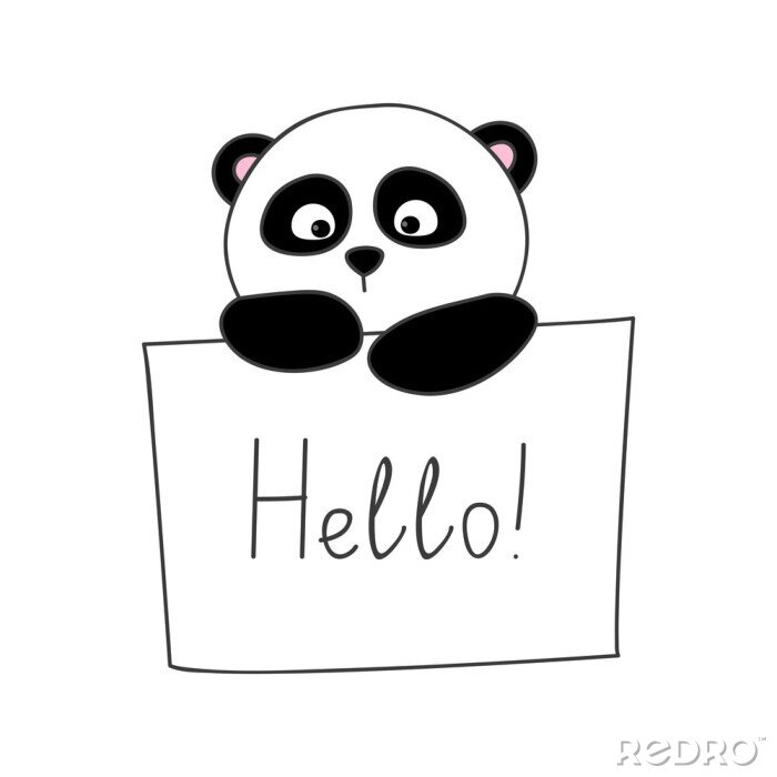 Sticker Leuke cartoon panda op wit wordt geïsoleerd
