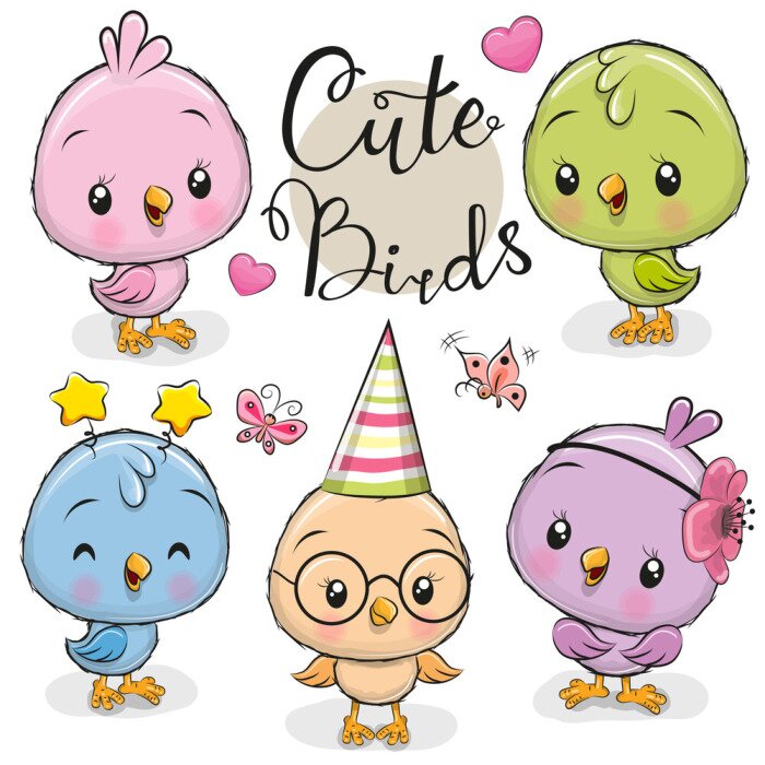 Sticker Leuke cartoon uilen op een witte achtergrond