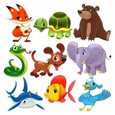 Sticker Leuke illustraties van dieren van verschillende soorten